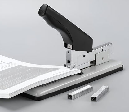 Heavy Duty Stapler Machine – Staples 100, 150 & 200 Sheets, Metal Body, Ergonomic Handle, Adjustable Paper Guide, Anti-jam Mechanism