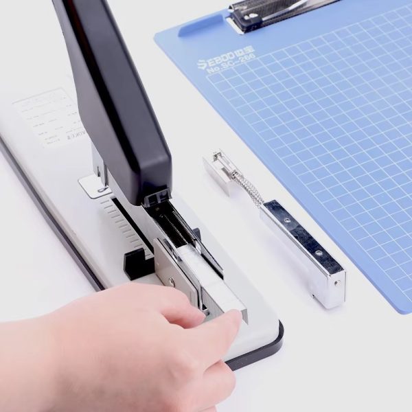 Heavy Duty Stapler Machine – Staples 100, 150 & 200 Sheets, Metal Body, Ergonomic Handle, Adjustable Paper Guide, Anti-jam Mechanism