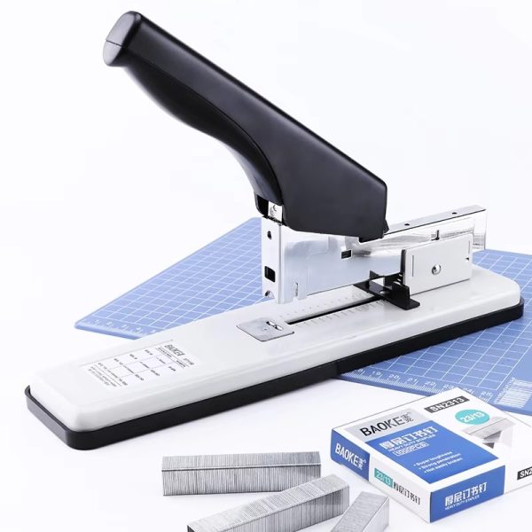 Heavy Duty Stapler Machine – Staples 100, 150 & 200 Sheets, Metal Body, Ergonomic Handle, Adjustable Paper Guide, Anti-jam Mechanism