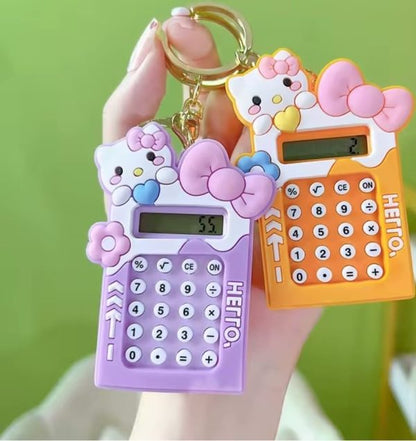 Mini Calculator Keychain – Cute Pink Kawaii Cartoon Portable Calculator | School & Student Supplies, Stationery Gift (random Color)