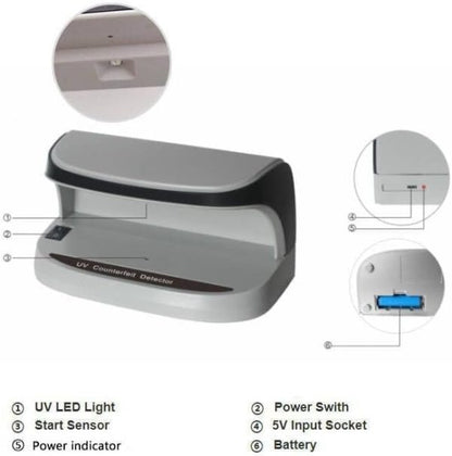 Portable Handy Small Uv Counterfeit Detector Bank Note Detector Money Checker With Battery | Note Checker | Fake Note Detector