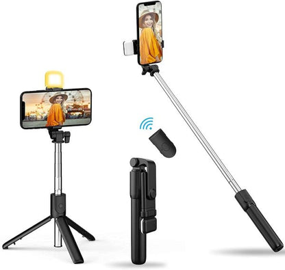 Control Tripod Selfie Stick New Model With Wireless Remote Shutter Compatible With All Cell Phones – Selfie Stick With Light